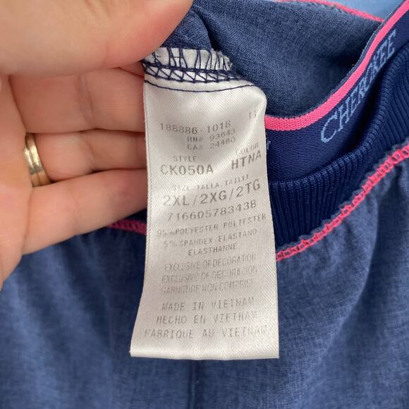 Cherokee Infinity Women's Tapered Leg Pull-On Scrub Pants CK050A Blue 2XL - Picture 4 of 9